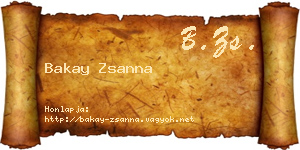 Bakay Zsanna névjegykártya
